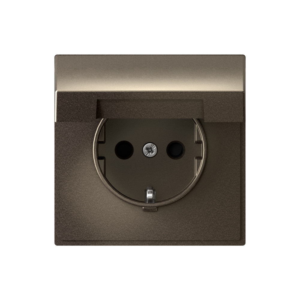 Systeme Electric ArtGallery Мокко Розетка с заземл. со шторк. с крышк., 16А, IP20,  механизм, быстрозажим. клем. фото