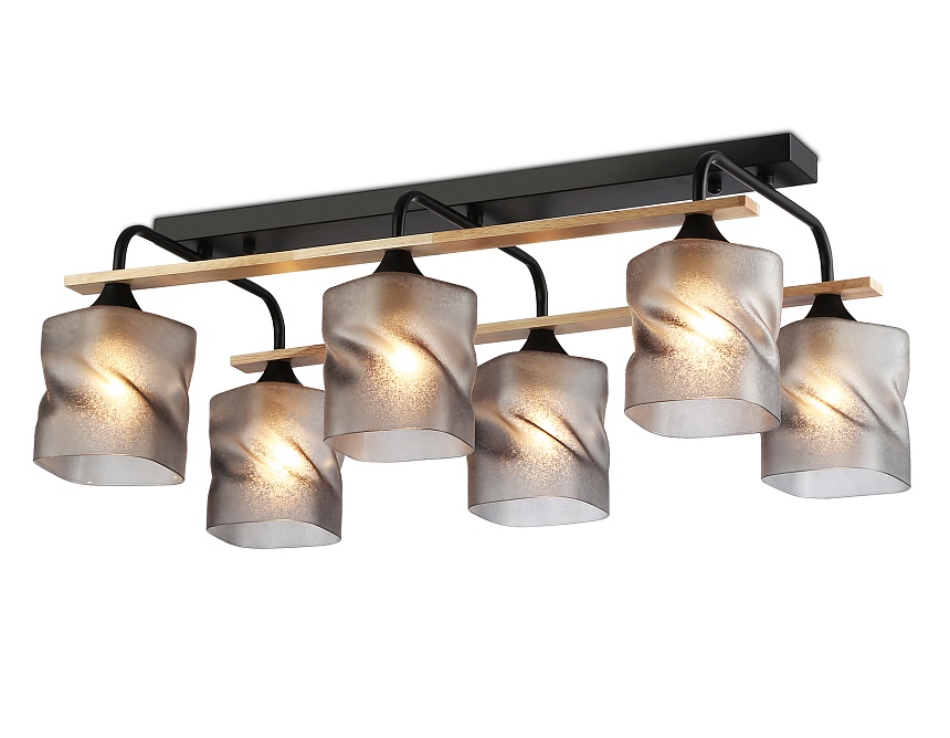 Ambrella Светильник потолочный TR3033250/6 BK/WD черный/дерево E27/6 max 60W 580*340*245 фото