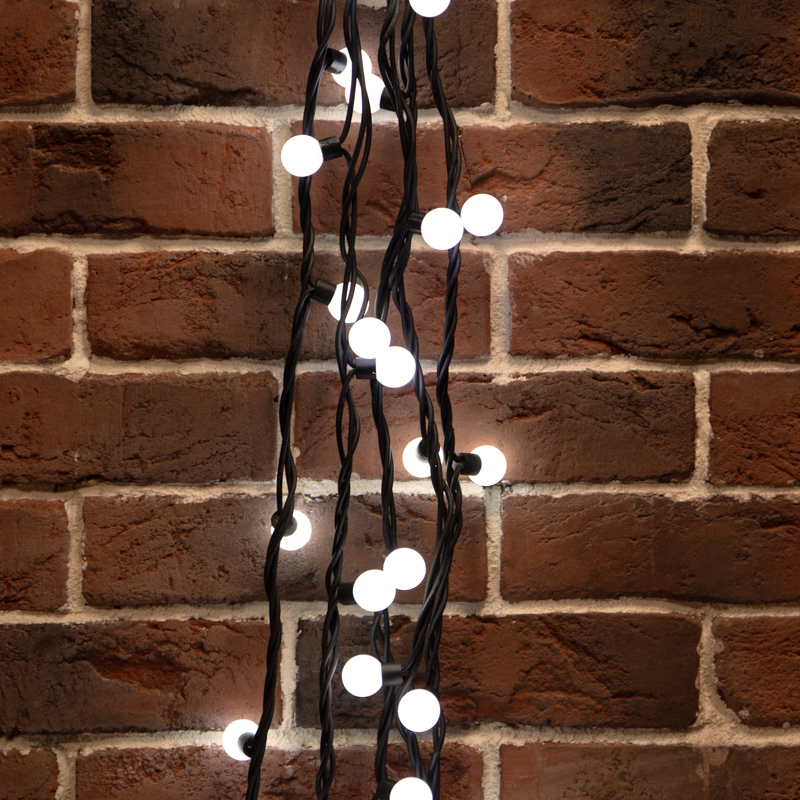NEON-NIGHT Гирлянда Мультишарики Ø23 мм, 10 м, черный каучук, 80 LED, постоянное свечение, цвет Белый фото