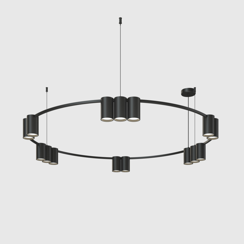 Denkirs DK4067-BK Подвесной светильник ORBIT, IP20, 15xGU10 LED до 15 Вт, черный матовый, алюминий фото