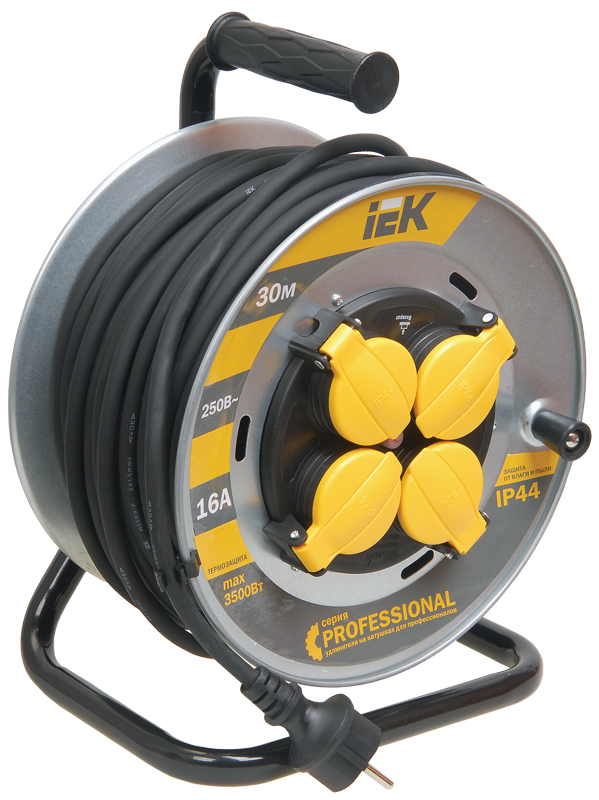 IEK Катушка УК30 на мет с т/з 4 места 2Р+PЕ/30м КГ 3х1,5мм2 IP44 Professional фото