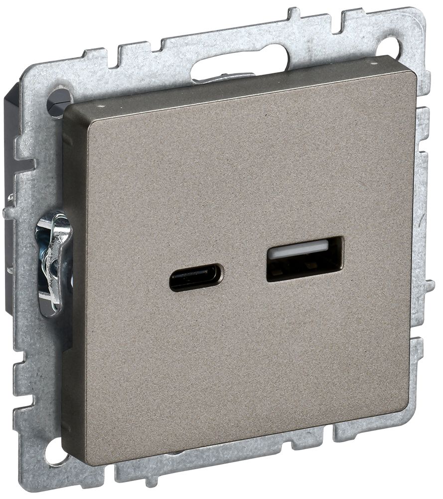 IEK BRITE BASE Шампань Розетка USB A+C 18Вт РЮ11-1-БрШ фото