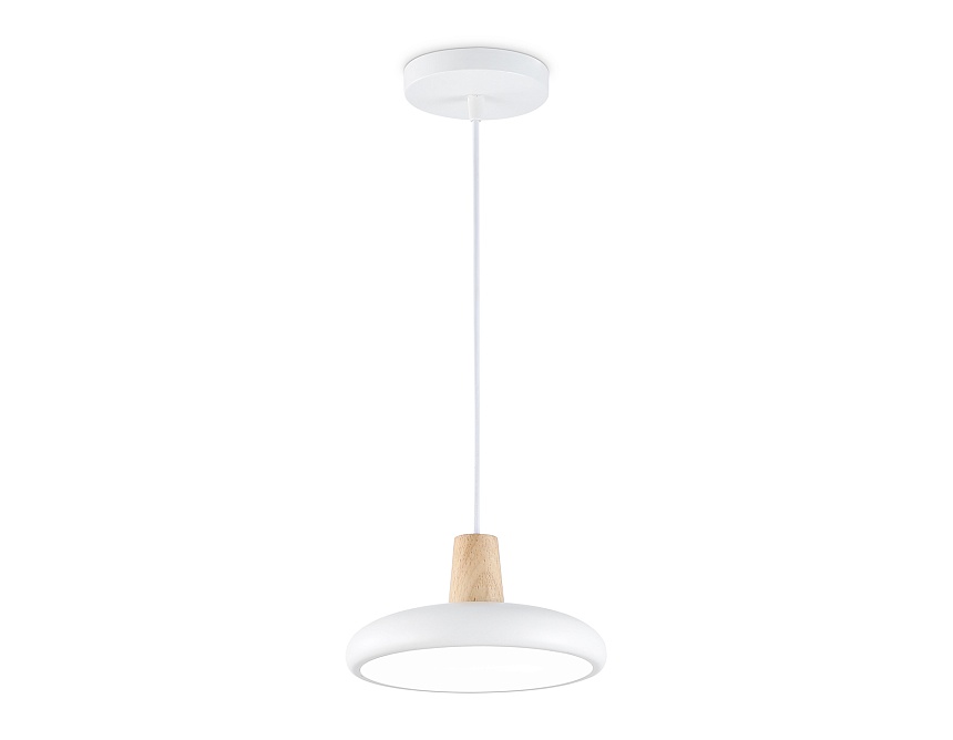 Ambrella Светильник светодиодный подвесной FL4838 WH/WD белый/дерево 24W 3000-6000K D200*800 (без ПДУ) фото