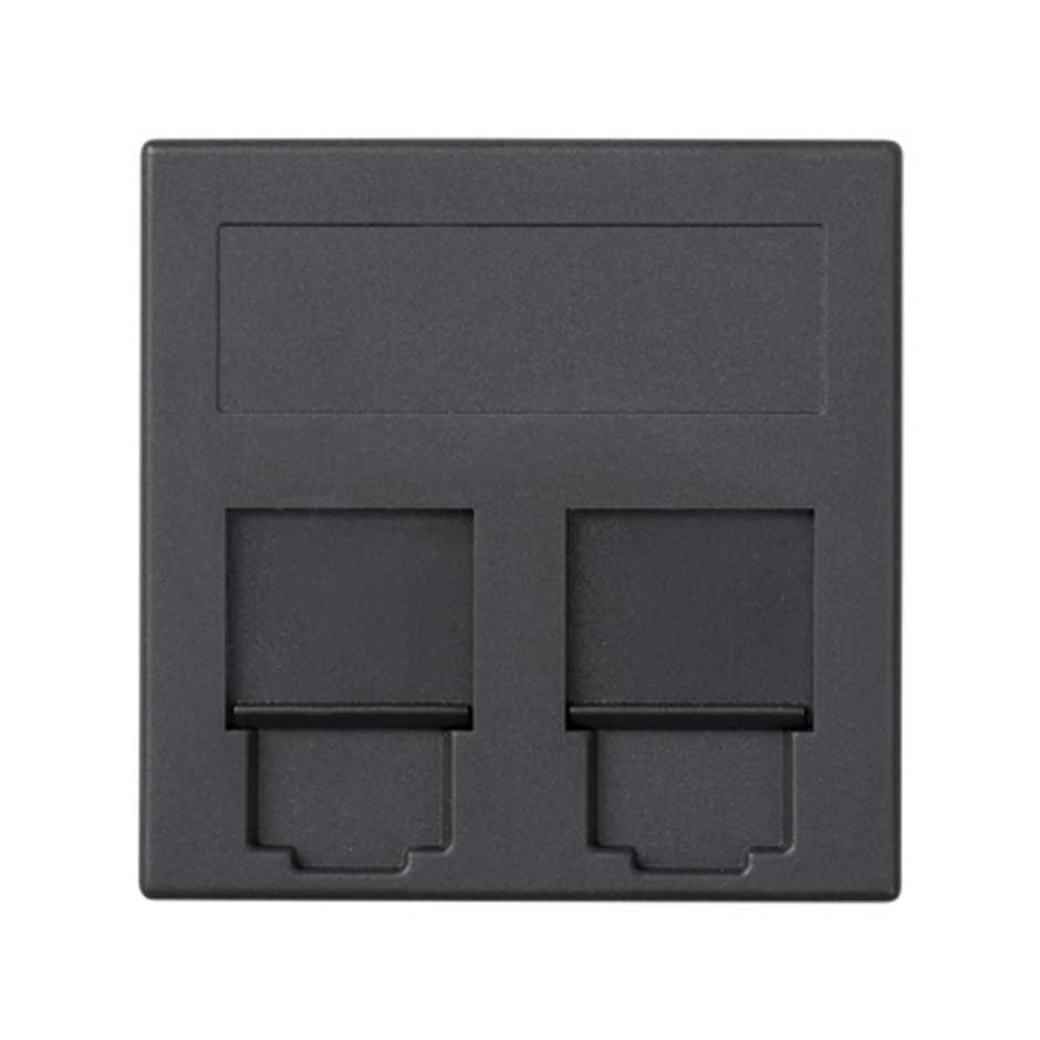 Simon Cima 500 Графит Адаптер для 2 шт RJ-45 CJ545.., CJ645.., CJ6A45F, шторки, 50х50мм, фото