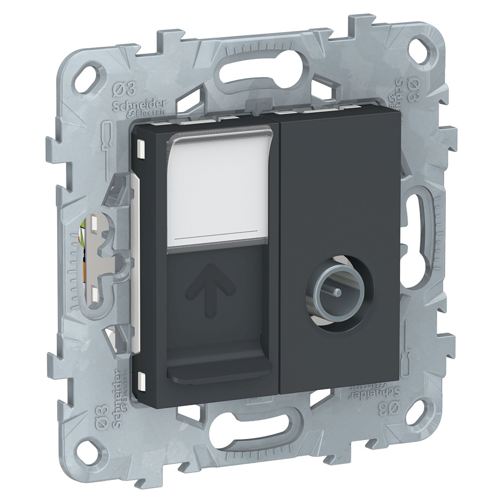 Schneider Electric Unica New Антрацит Розетка TV одиночная + комп. RJ45 кат.6 UTP, 1 модуль фото