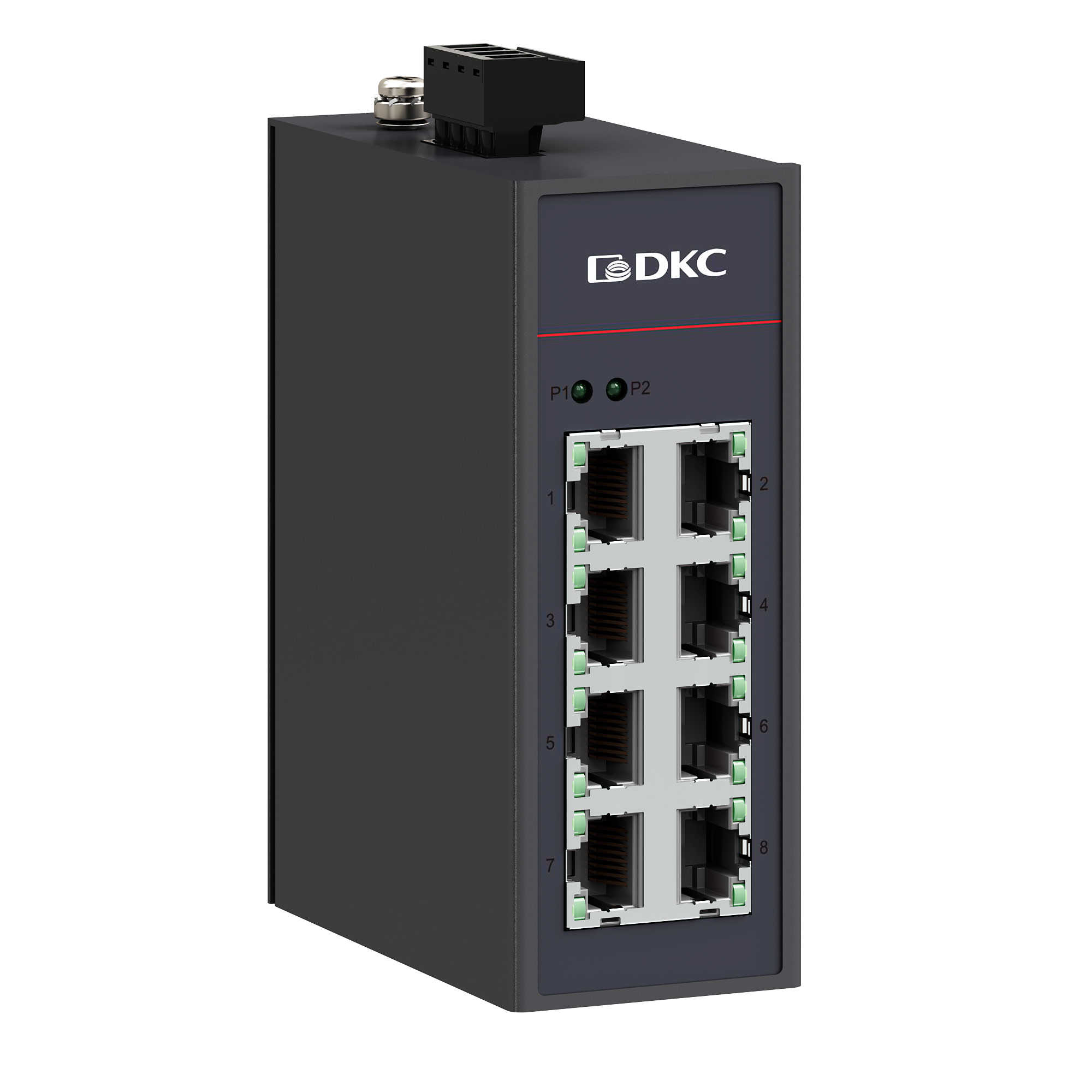 Промышленный неуправляемый коммутатор, 8×10/100/1000Base-T(X) портов RJ45, 12-48В DC, с резервированием фото