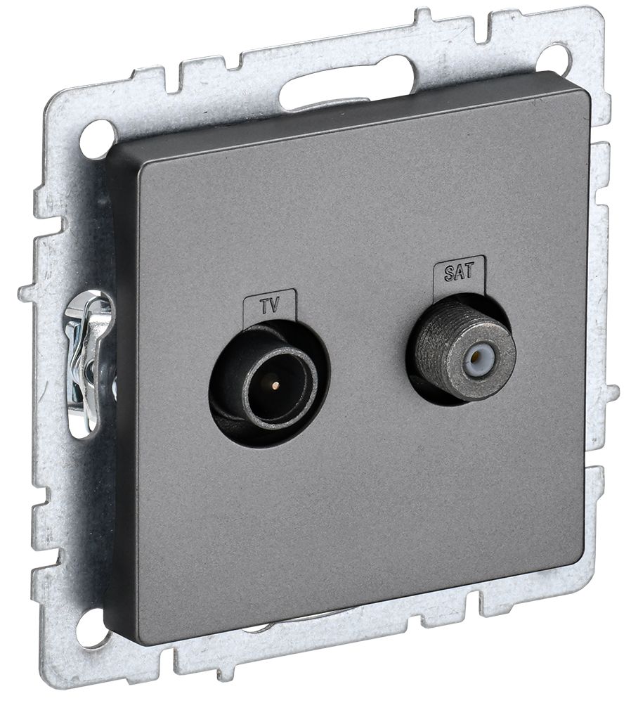 IEK BRITE BASE Сталь Розетка двойная TV+SAT РТВ/РСп12-БрС фото