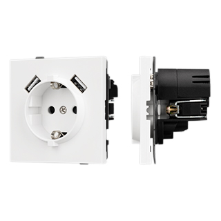 Arlight Механизм розетки с USB зарядкой SCT-TENDO-MUAA-PL-WH (230V, 16A) (-) фото
