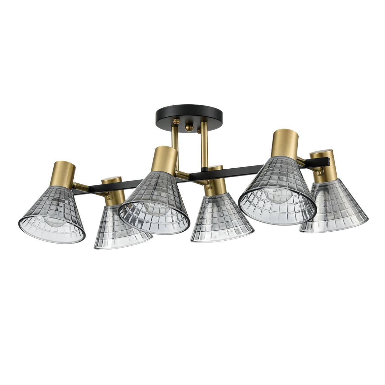 Lumion 8044/6C MODERNI LN24 черный, латунь/дымчатый металл/стекло Люстра потолочная Е14 6*40W 220V ANRIYA фото