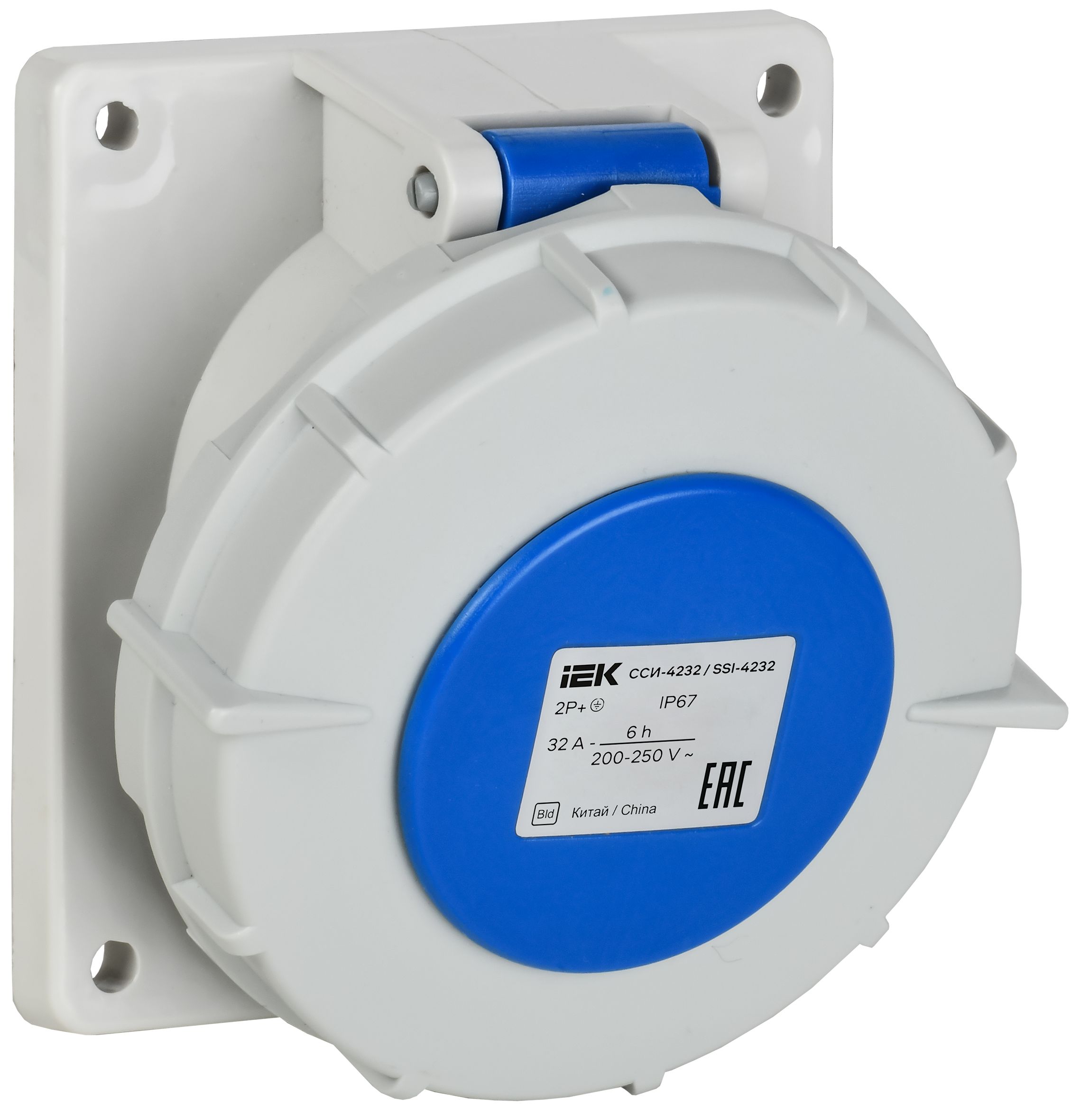 IEK Розетка встр. угл. ССИ-4232 32А-6ч 220В 2P+PE IP67 фото