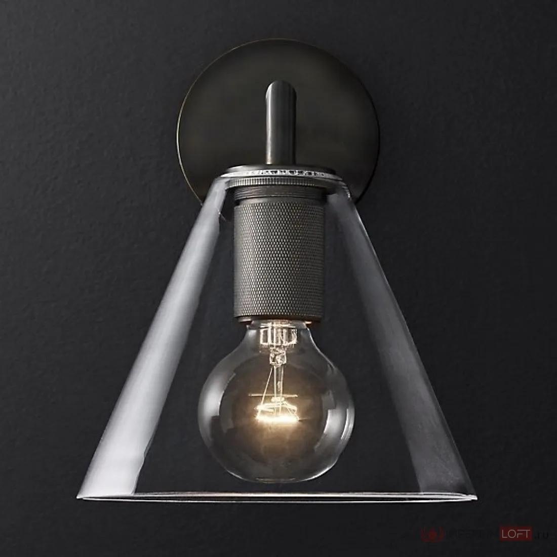 ImperiumLoft Бра RH Utilitaire Funnel Shade Single Sconce Black фото