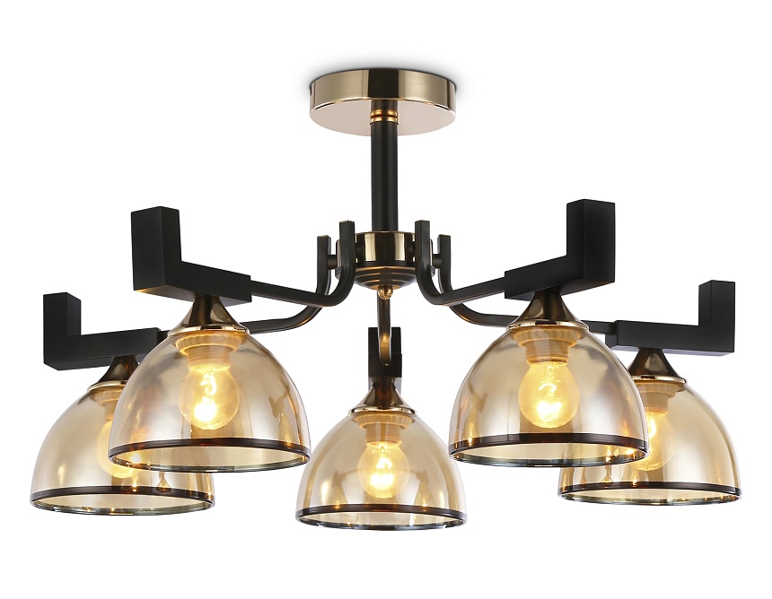 Ambrella Подвесная люстра TR9099/5 BK/GD/TI черный/золото/янтарь E27*5 max 40W D600*316 фото
