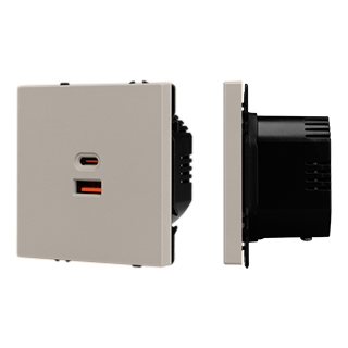 Arlight Механизм розетки с быстрой USB зарядкой SCT-NOBE-MUAC-SFPL-FC-CA (65W, QC3) (Кашемир) фото