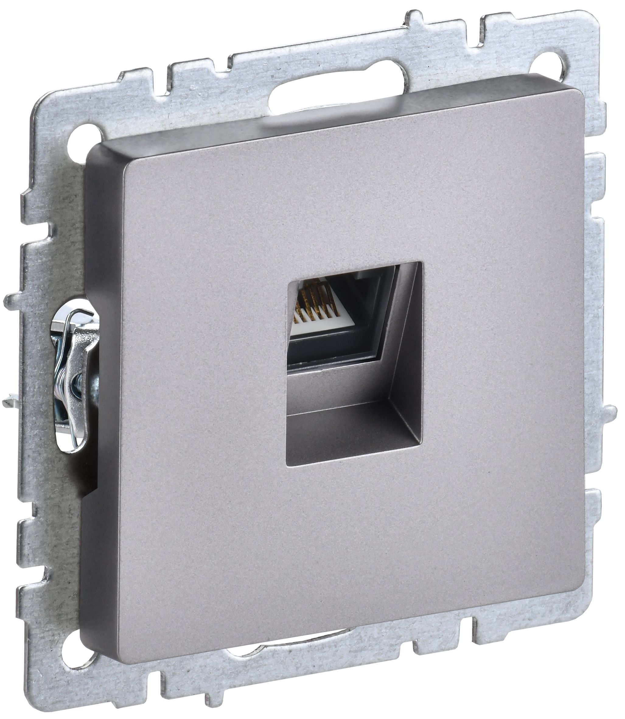 IEK BRITE BASE Сталь Розетка комп RJ45 кат.5E РК10-БрС фото