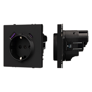 Arlight Механизм розетки с USB зарядкой SCT-NOBE-MUAC-SFPL-BK (230V, 16A) (Черный оникс) фото