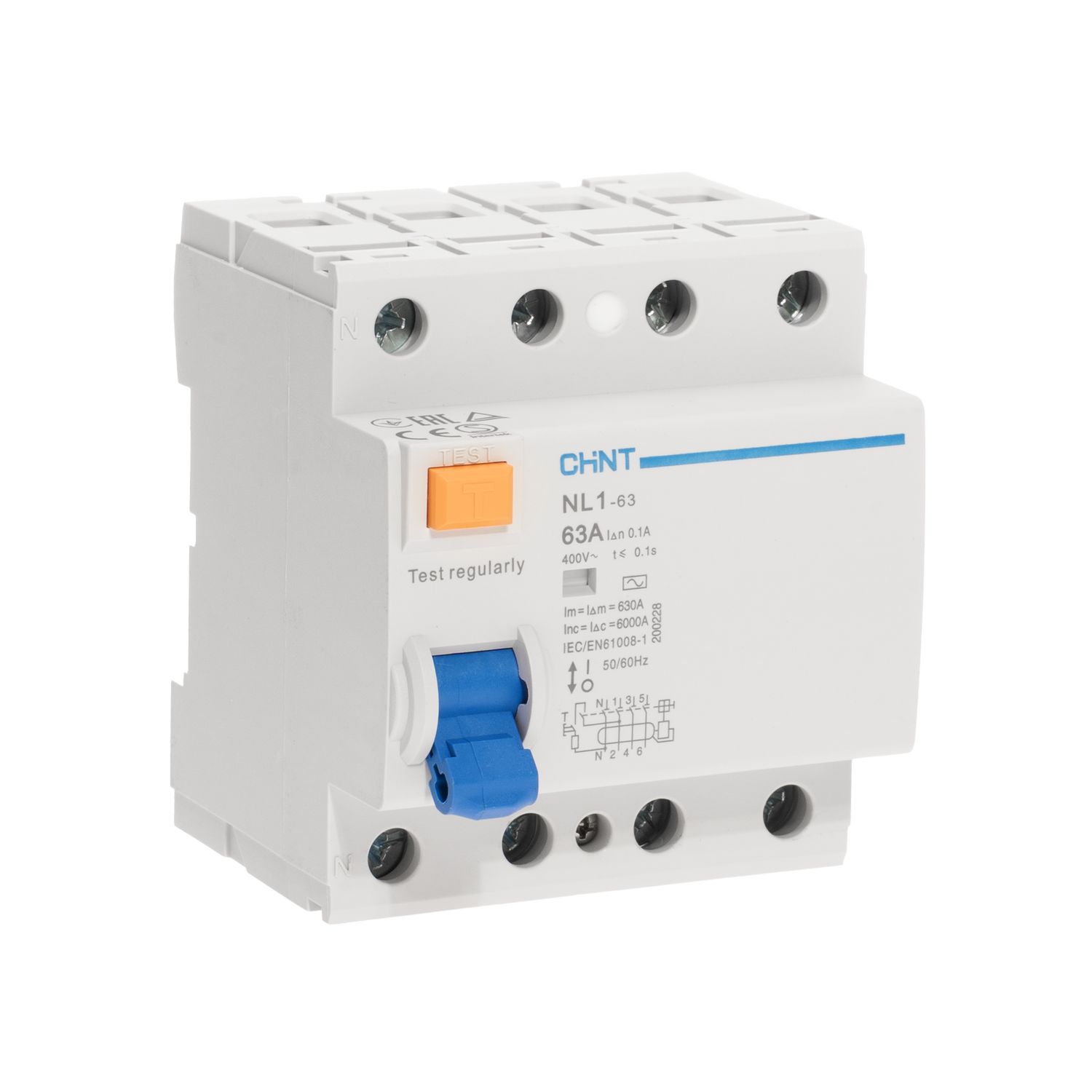 CHINT УЗО NL1-63 4P 63A 100mA 6kA тип AC (DB) (R) фото