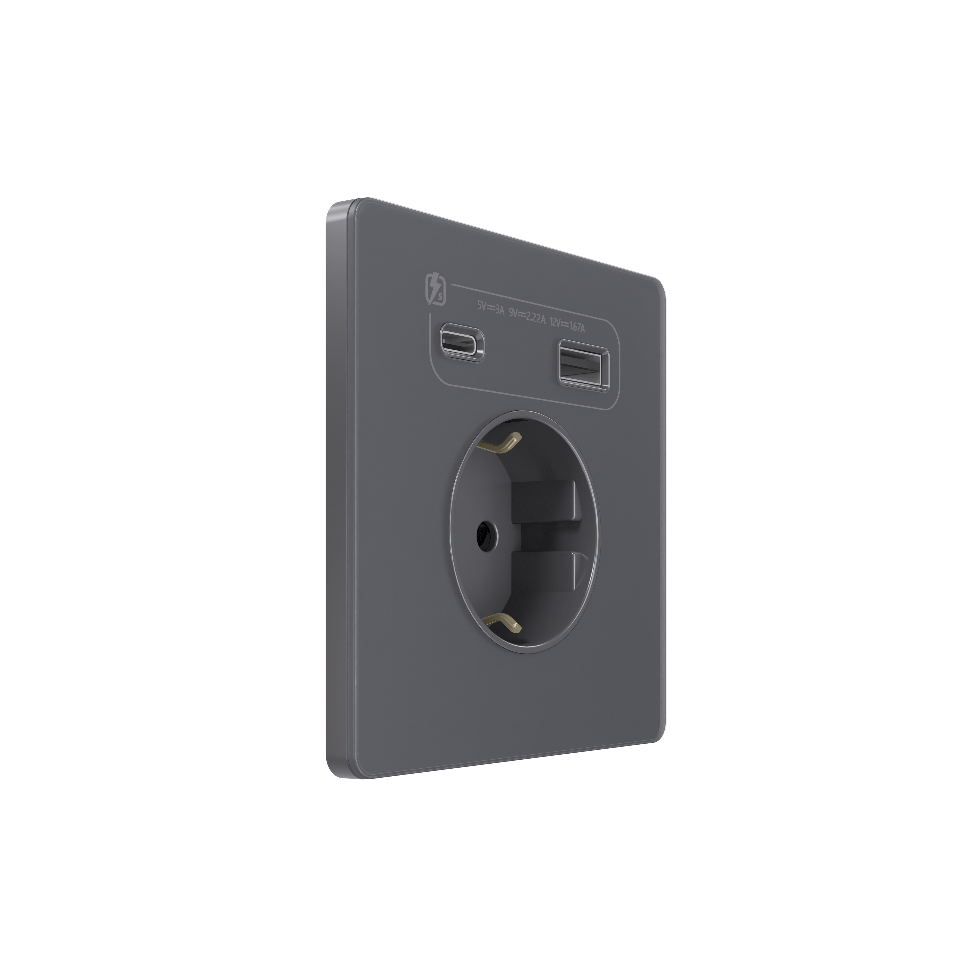 Systeme Electric Systeme Infinity Вулканический пепел Розетка с заземлением со шт. с USB А+С 20Вт фото