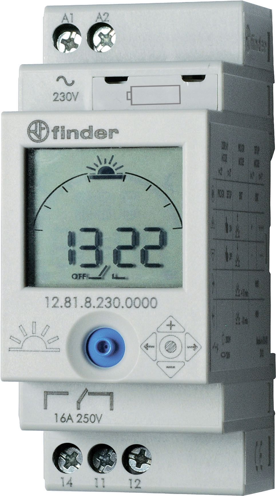 Finder Реле времени цифровое ASTRO; монтаж на рейку 35мм; 1СO 16A; питание 110…230B AC/DC; ширина 35мм; степень защиты IP20 фото