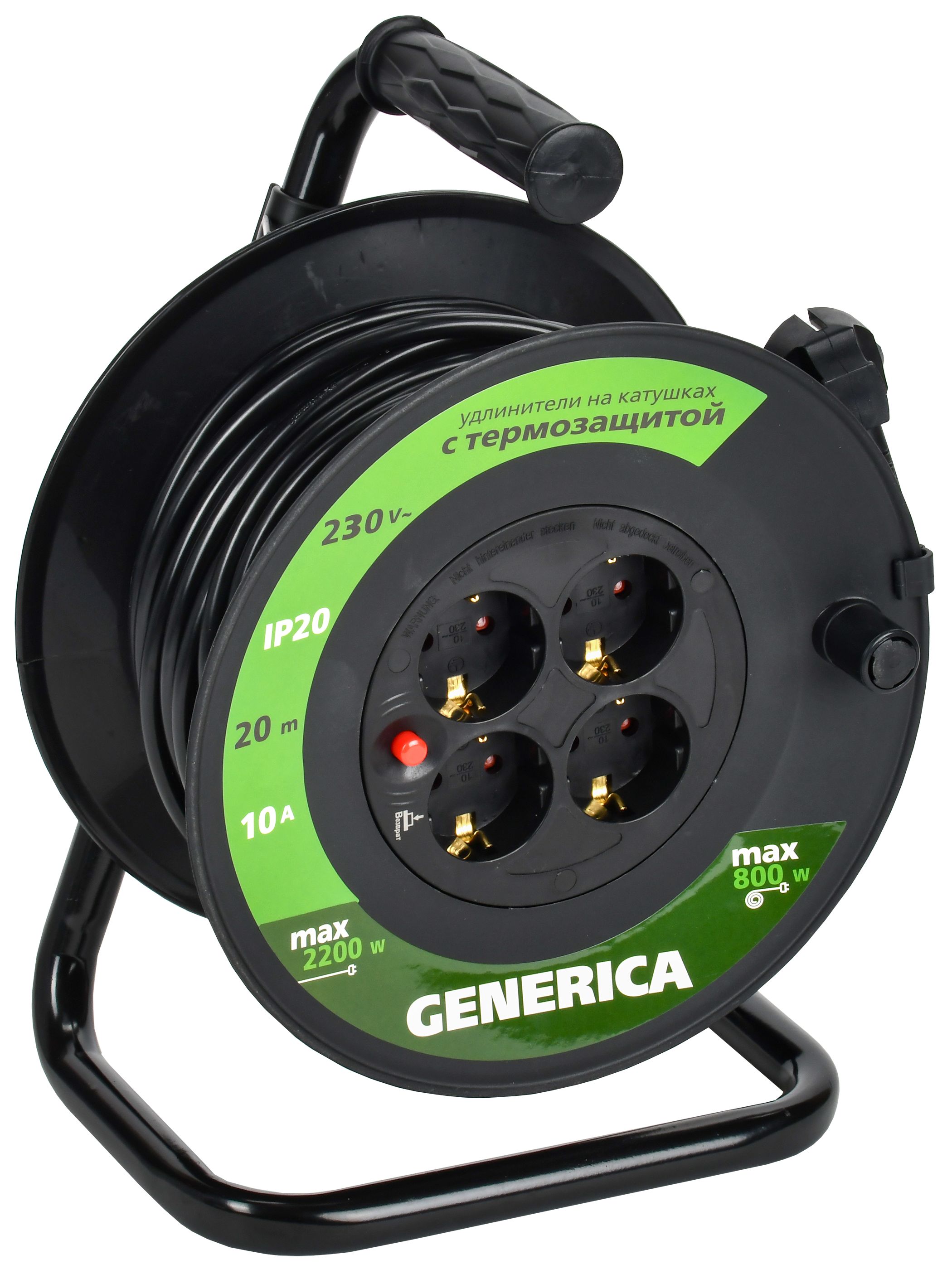 IEK GENERICA Катушка УК20 с т/з 4 места 2P+PE/20м 3х1,0мм2 фото