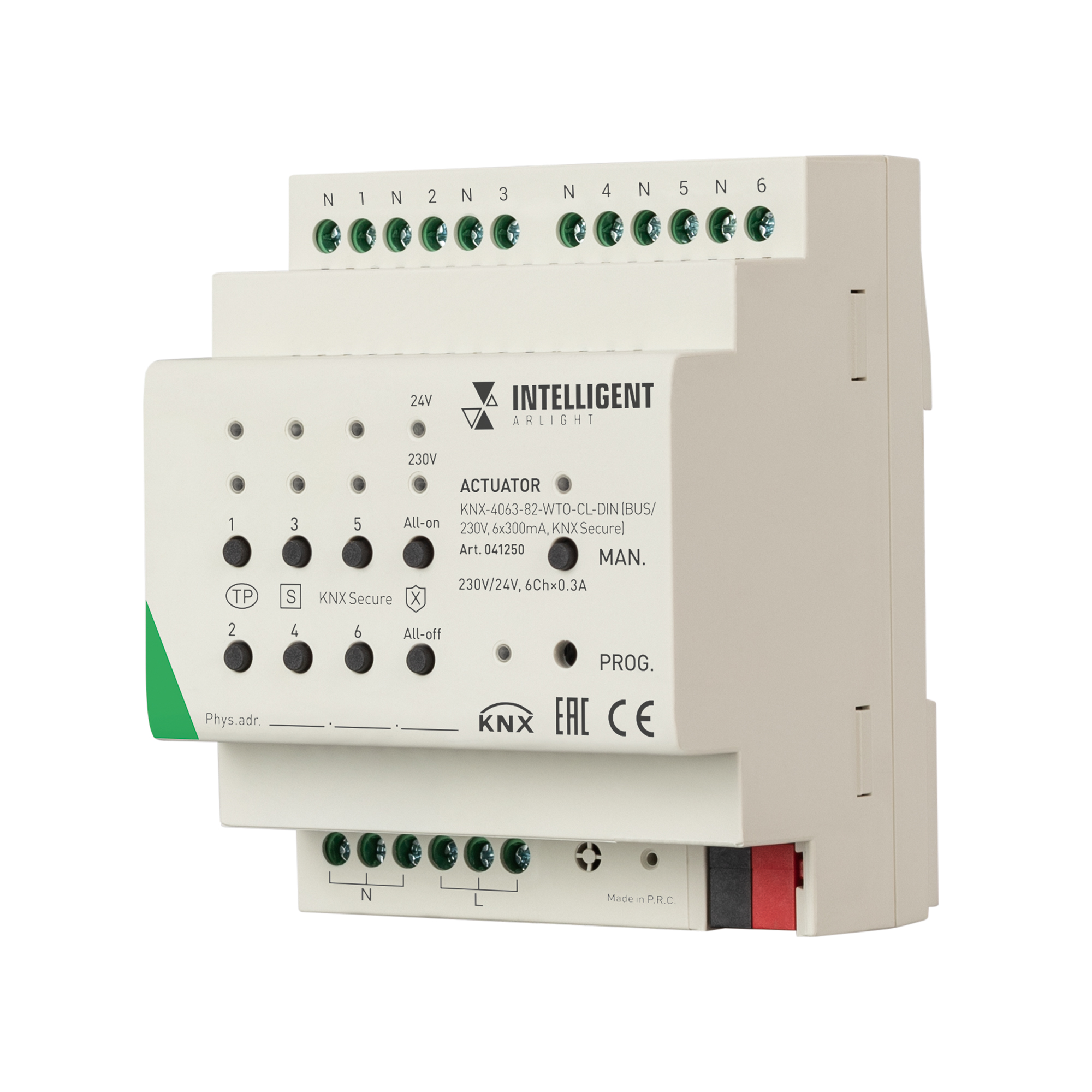 Arlight INTELLIGENT Актуатор KNX-4063-82-WTO-CL-DIN (BUS/230V, 6x300mA, KNX Secure) (IARL, IP20 Пластик, 2 года) фото
