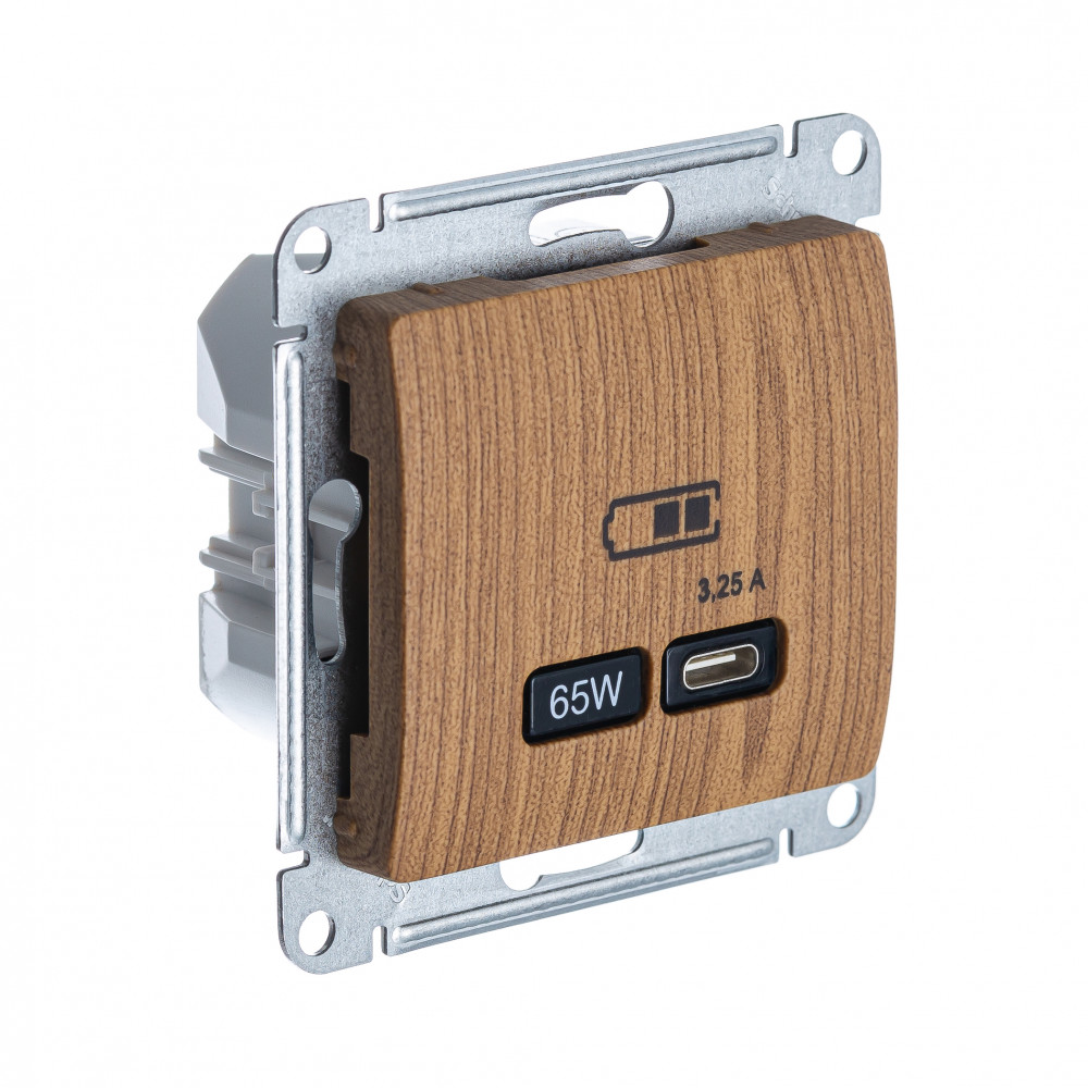 Systeme Electric Glossa Дерево Дуб USB Розетка тип-C 65W высокоскор.заряд. QC, PD, мех. фото