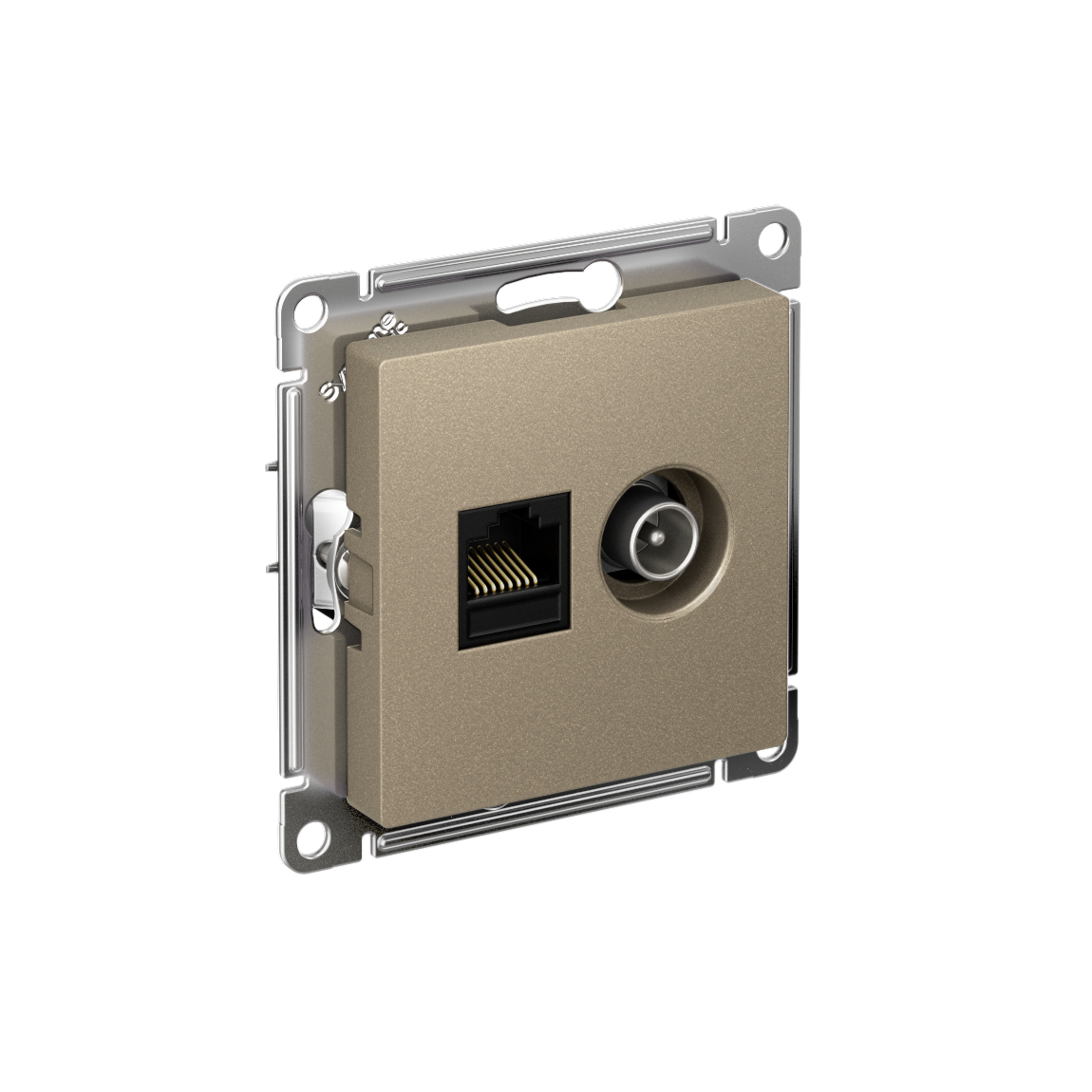 Systeme Electric AtlasDesign Шампань Розетка двойная комп+ТВ, RJ45+TV, кат.5E, механизм фото