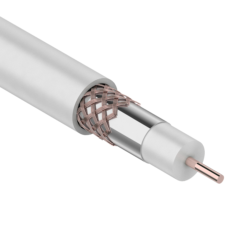 Кабель коаксиальный RG-6U+CU, (75%), 75 Ом, (бух100) белый Rexant. фото