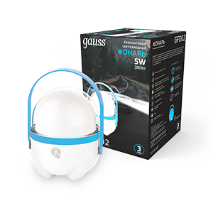 Фонарь кемпинговый Gauss модель GFL002 5W 380lm Li-ion 3600mAh диммируемый голубой LED 1/20/40 фото