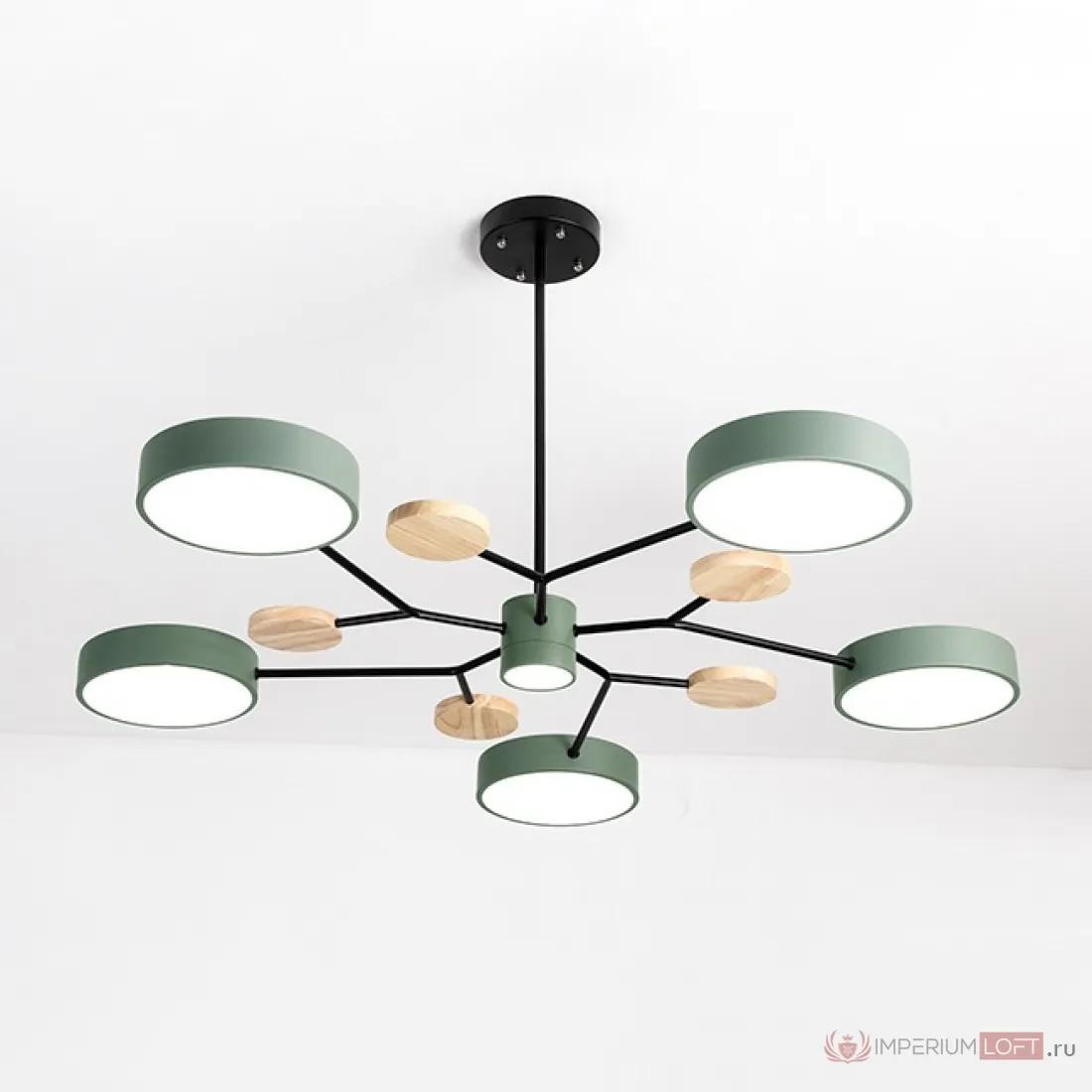 ImperiumLoft Люстра на штанге MEADE 6 lamps Green фото
