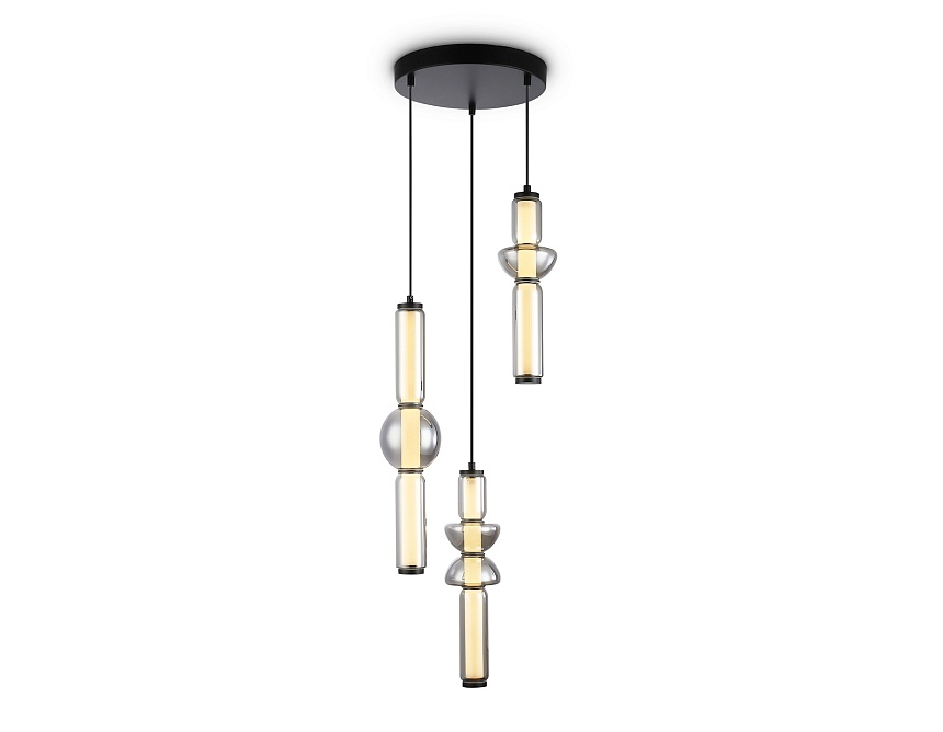 Ambrella Светильник светодиодный подвесной LH11026/3 BK/SM черный/дымчатый 40W 3000K D380*1720 фото