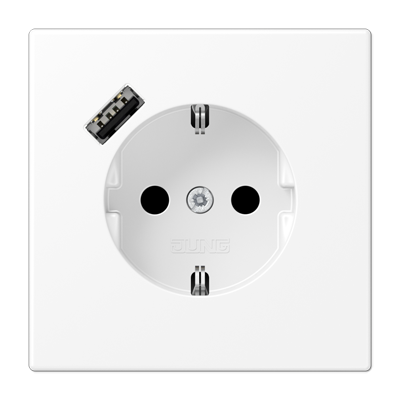 JUNG LS 990 Белый матовый Розетка с USB-зарядным устройством, тип A, SCHUKO фото