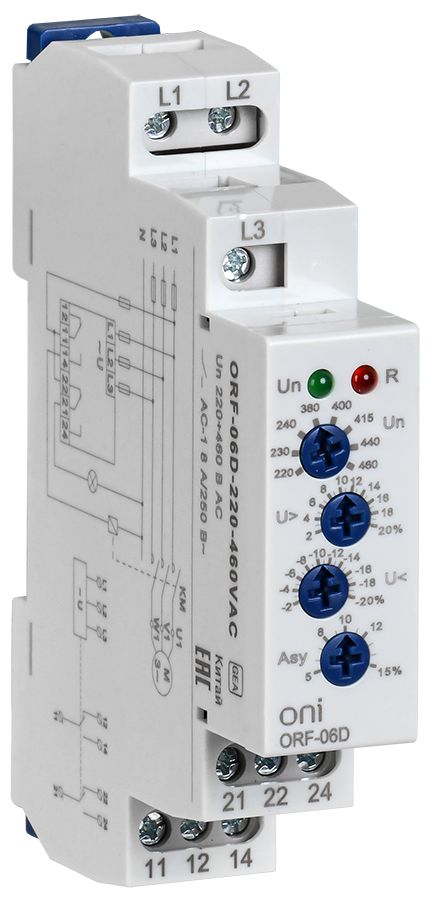 IEK ONI Реле фаз ORF-06D 3ф 2 контакта 220-460В AC. фото