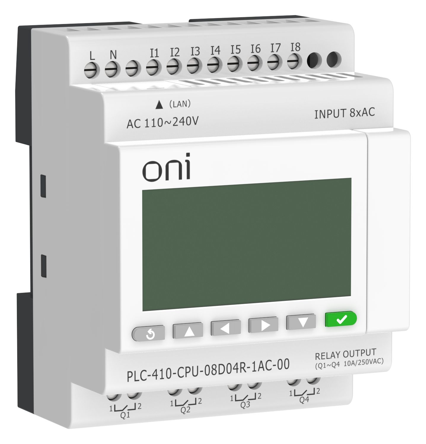 IEK ONI ПЛК 410 Модуль ЦПУ 8 DI 4 RO 220В AC Ethernet с экраном фото