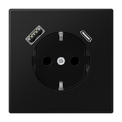 JUNG LS 990 Черный матовый Розетка с USB-зарядным устройством, тип A+С, SCHUKO фото