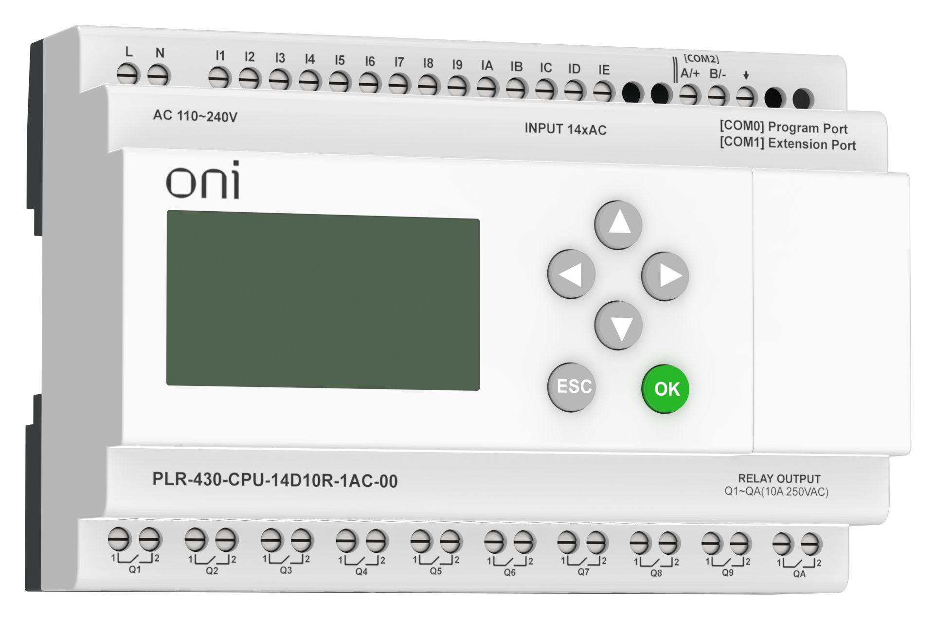 IEK ONI ПЛК 430 Модуль ЦПУ 14 DI 10 RO 220В AC с экраном. фото
