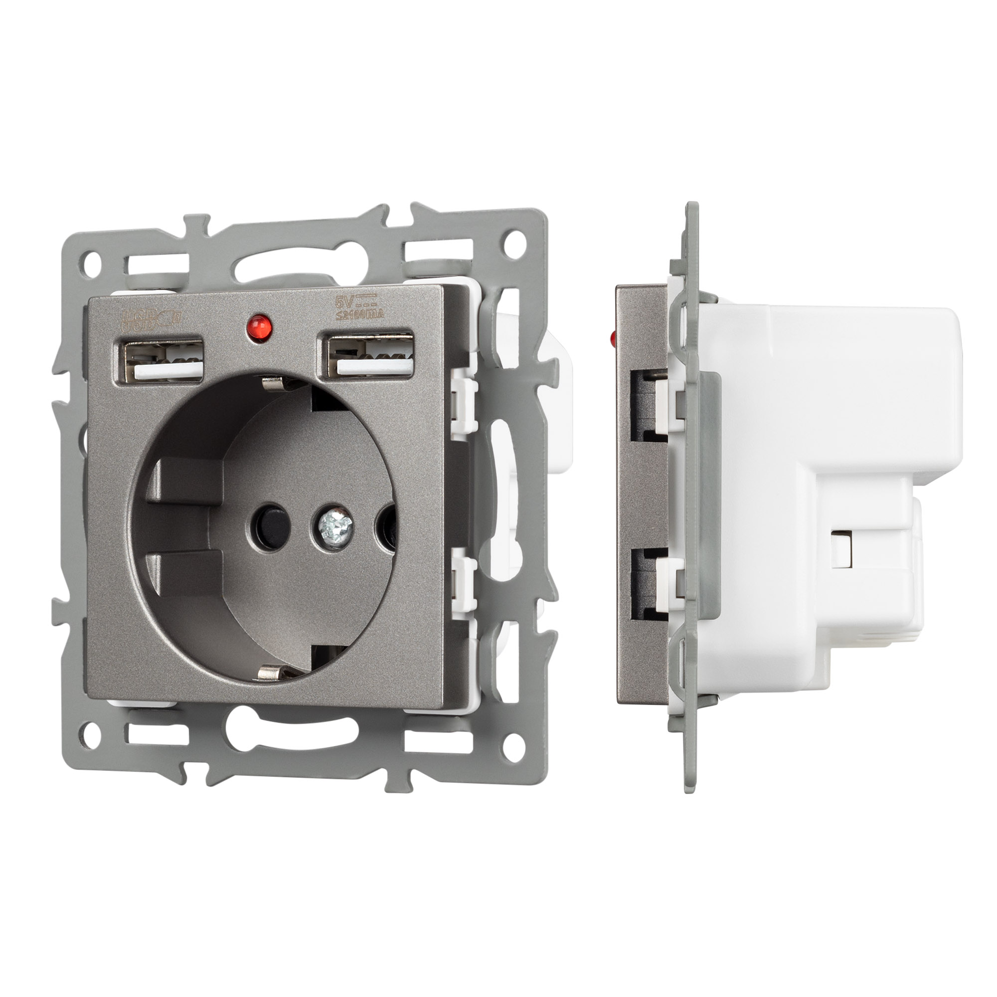 Arlight Механизм розетки с USB зарядкой SCT-MUAA-PL-GR (250V, 16A) (-) фото