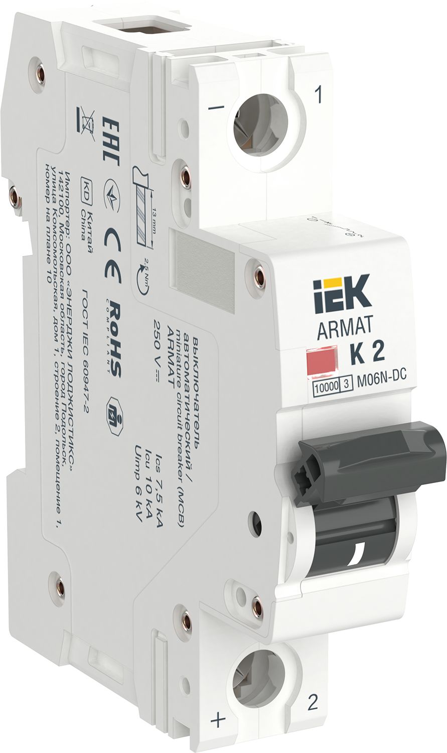 IEK ARMAT Автоматический выключатель M06N-DC 1P K 2А фото