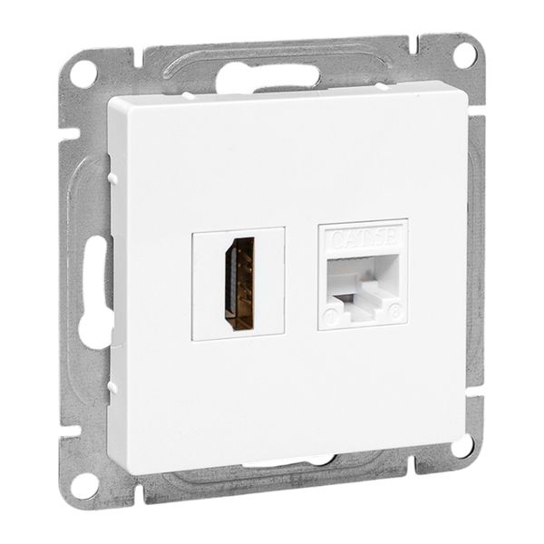 EKF Механизм розетки HDMI+RJ45 (cat5), белый Эпика фото