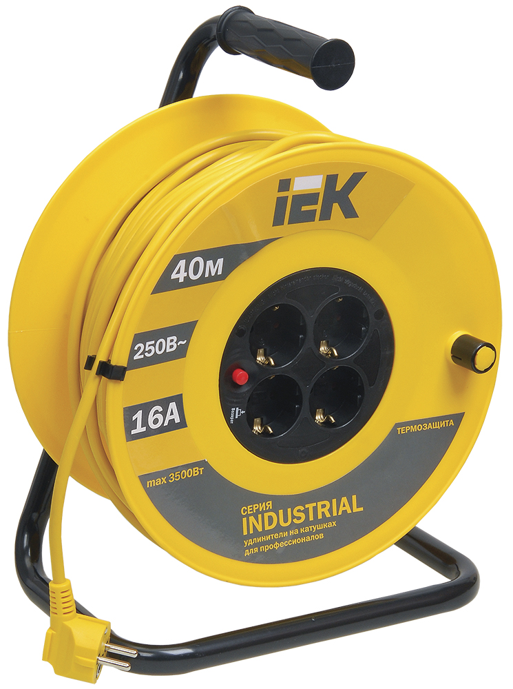 IEK Катушка УК40 с т/з 4 места 2Р+PЕ/40м 3х1,5 мм2 