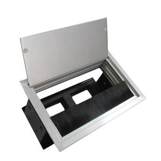 Ecoplast LUK/2AL Люк настольный встраиваемый на 2 модуля (45х45мм) с крышкой, алюминий IP20 фото