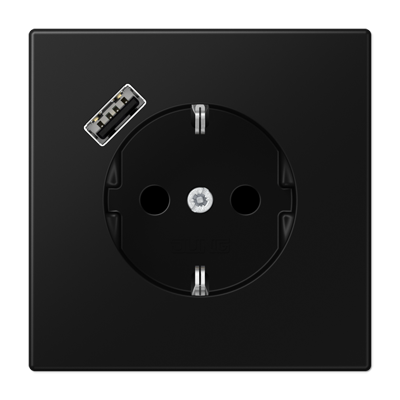 JUNG LS 990 Черный матовый Розетка с USB-зарядным устройством, тип A, SCHUKO фото