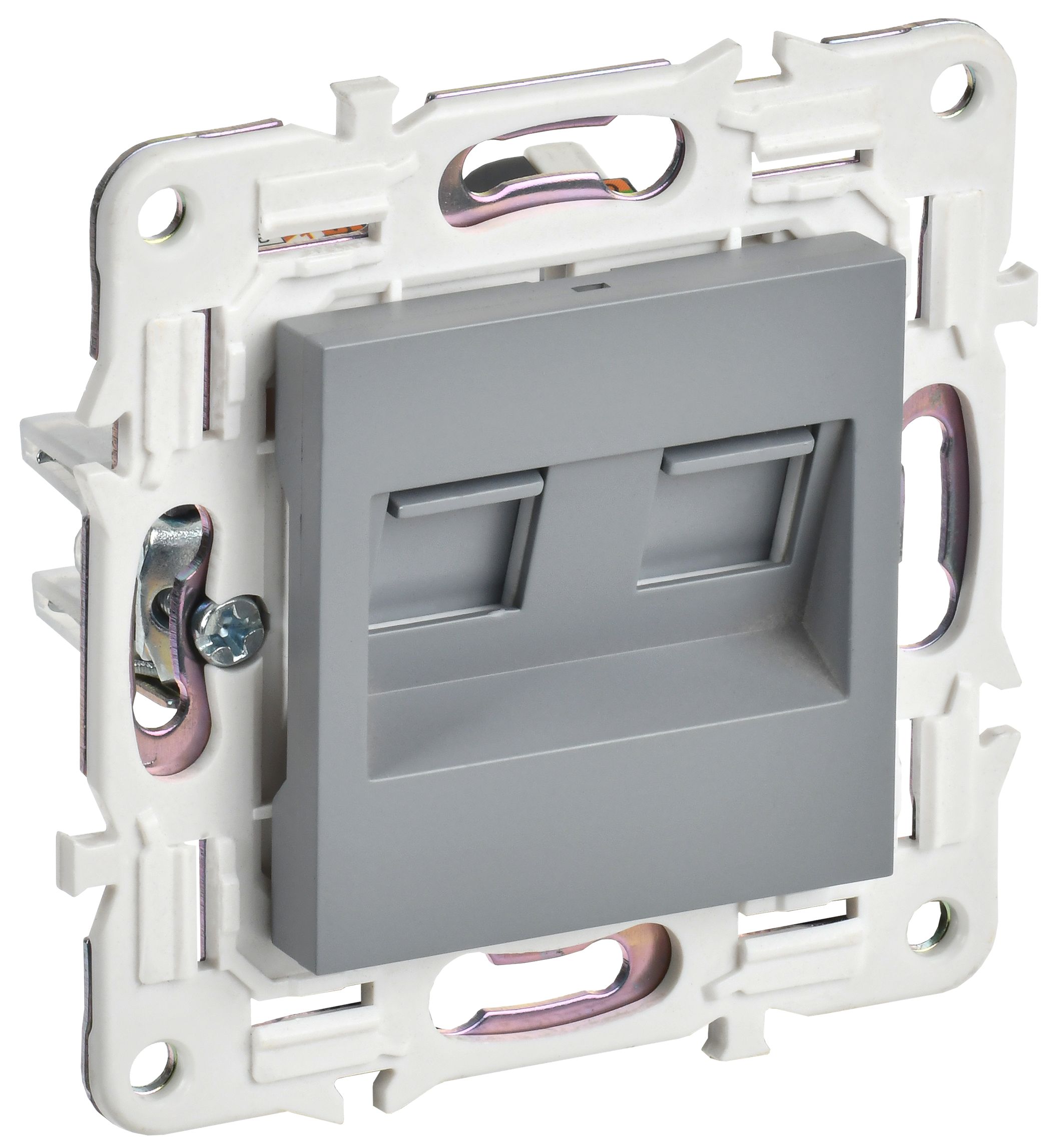 IEK SKANDY Серый Розетка компьютерная двойная RJ45 кат.5E SK-K03Gr фото