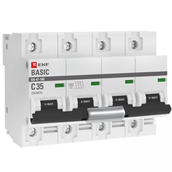 EKF Автоматический выключатель 4P 35А (C) 10kA ВА 47-100 Basic фото
