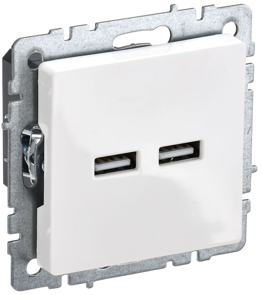 IEK BRITE BASE Белый Розетка USB A+A 3,1А РЮ10-1-БрБ фото