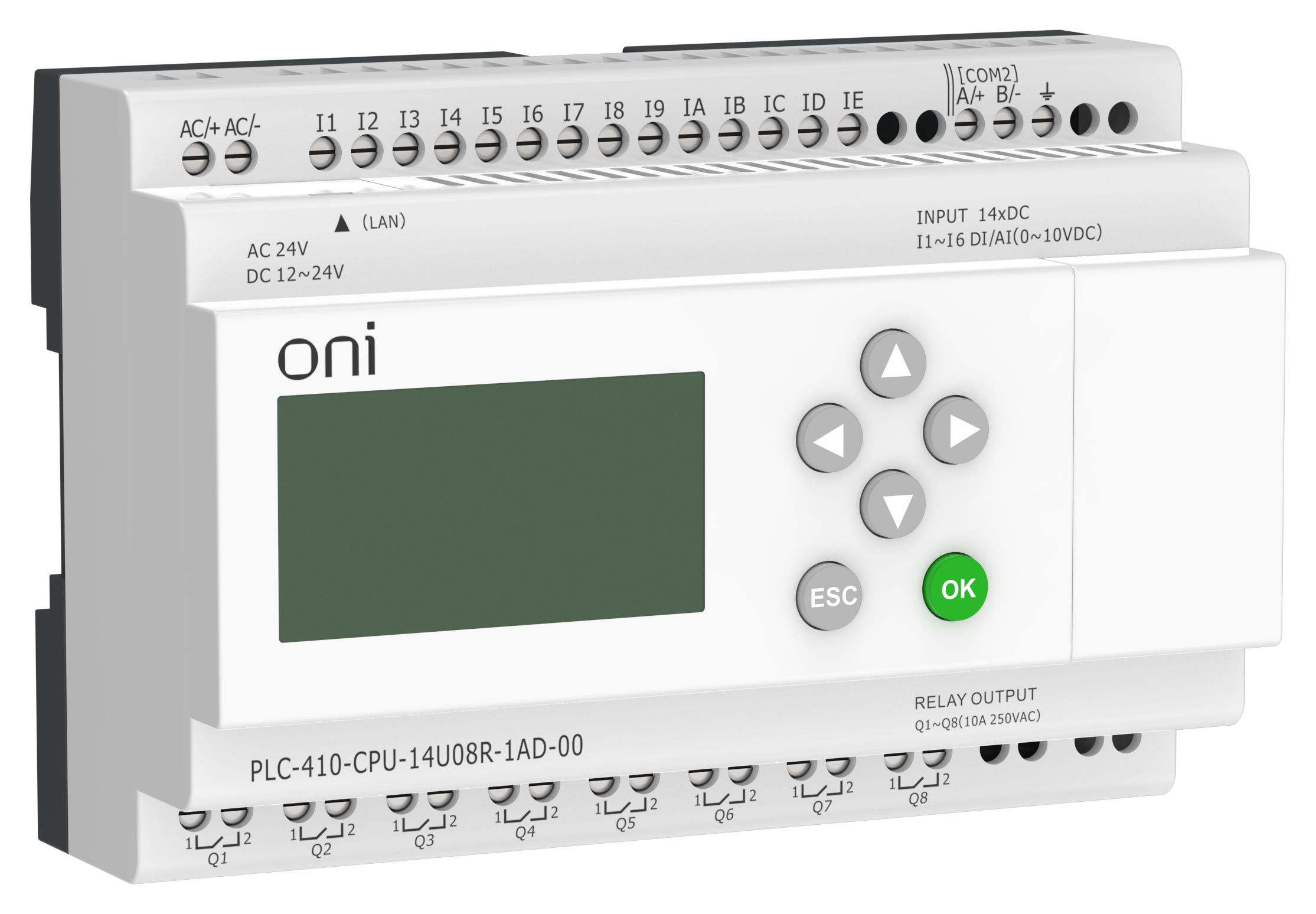 IEK ONI ПЛК 410 Модуль ЦПУ 8 DI 6 UI 8 RO 24В DC или AC EP с экр фото