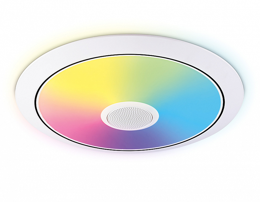 Ambrella Музыкальный светодиодный светильник с подсветкой RGB FZ710 WH белый IP20 40W 3000-6500K+RGB Music 370*56 (ПДУ ИК) фото