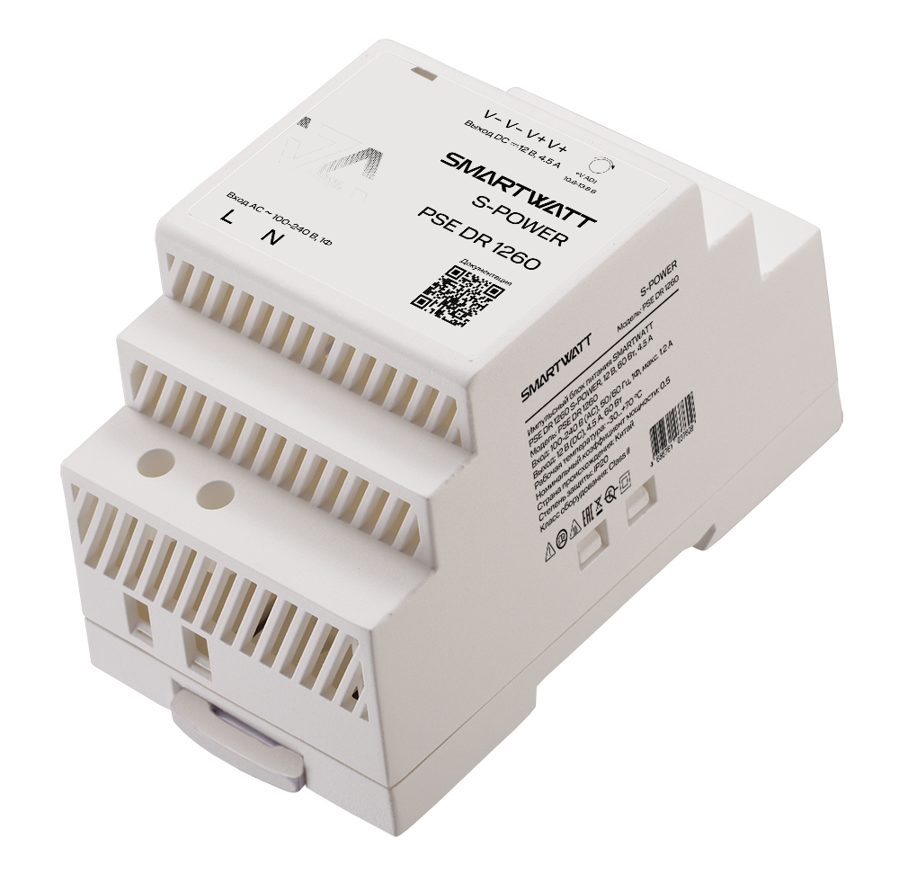 SMARTWATT Импульсный блок питания PSE DR 1260 S-POWER, 12 В, 60 Вт, 4,5 А фото