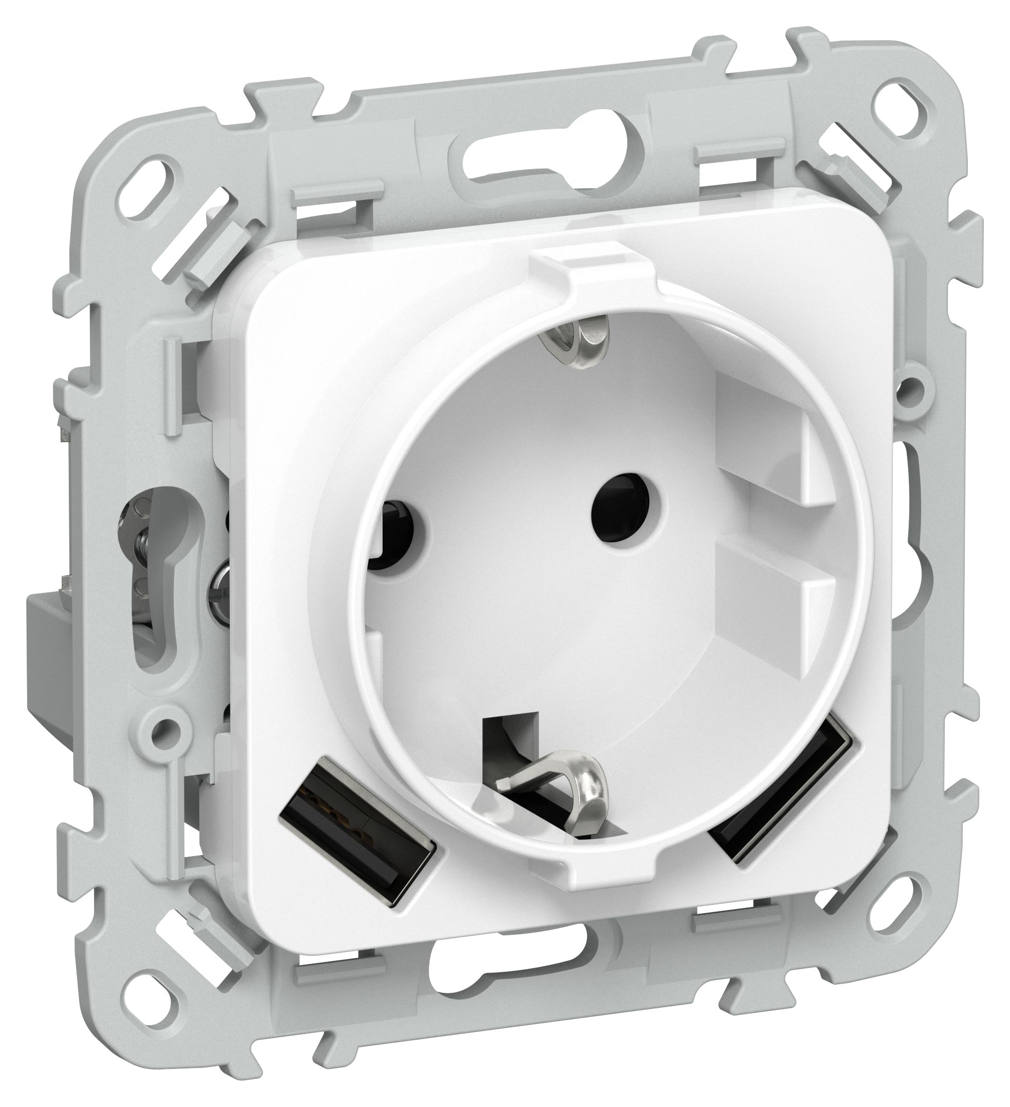 IEK FLITE Белый Розетка 1-местная с заземлением с защитными шторками 16А с USB A+A 31А безвинтовое крепление фото