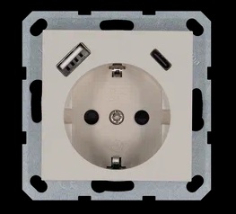 Jasmart G Тауп Розетка с/з со шторками 16A c USB A+C 25W фото