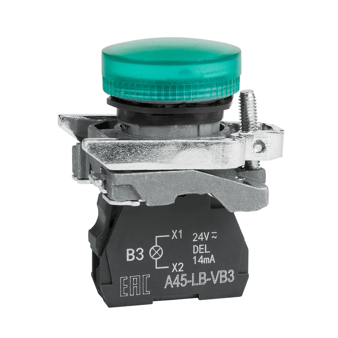 КЭАЗ Сигнальная лампа OptiSignal D22 C4-L-B3 зеленая металл 24VAC/DC XB4BVB3. фото